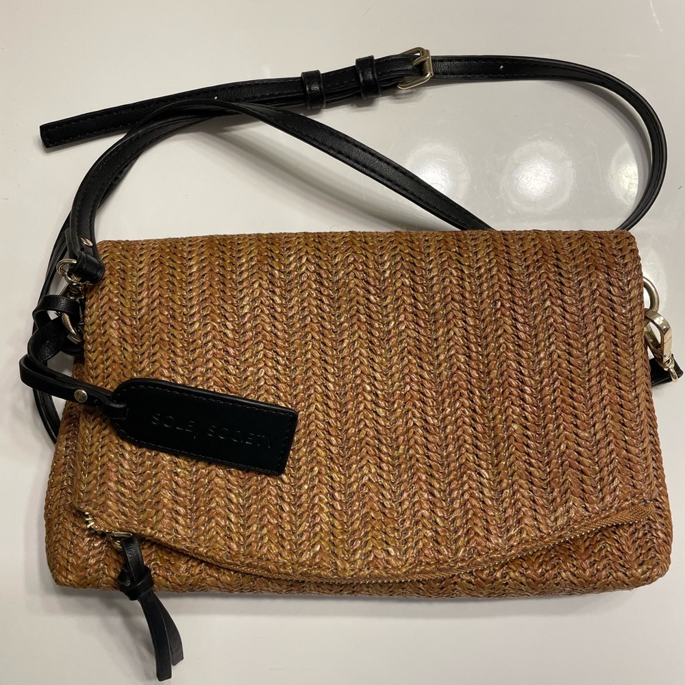 Sole Society straw crossbody purse bag